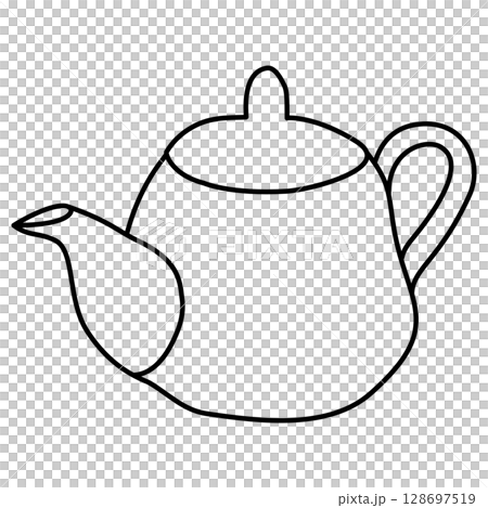 Outline cartoon of teapot 128697519
