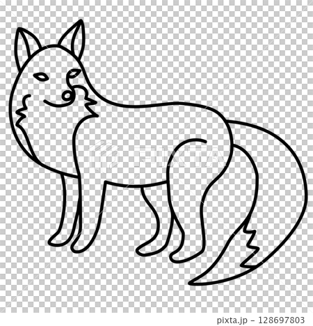 Outline cartoon of red fox-插圖素材 [128697803] - PIXTA圖庫