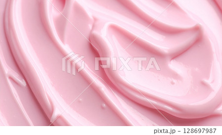 ピンク色のクリームテクスチャ背景素材 128697987