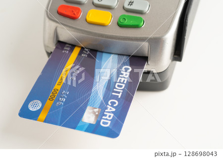 Payment POS terminal for finance and shopping business and technology. Payment POS terminal for finance and shopping business and technology. 128698043