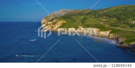 Laredo Cliffs Rocky Costline, Spain 128698148