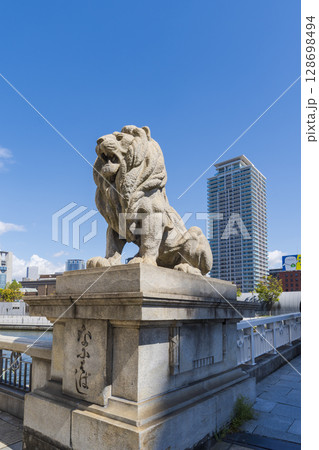 【都市景観】大阪中之島の水辺景観 難波橋とライオン像 【都市景観】大阪中之島の水辺景観 難波橋とライオン像 128698494