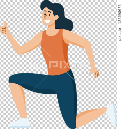 Happy Woman Exercise, Healthy Lifestyle, Flat Design Cartoon Happy Woman Exercise, Healthy Lifestyle, Flat Design Cartoon 128698676