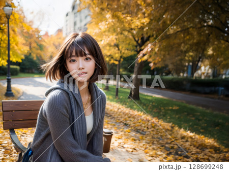 見つめる女性 128699248