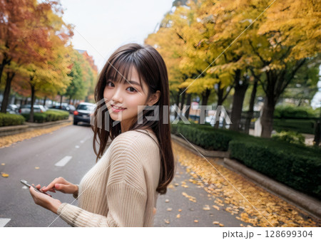 見つめる女性 128699304