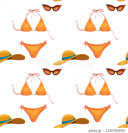 seamless pattern on the theme of beach, sea - illustrations for your design 128700990