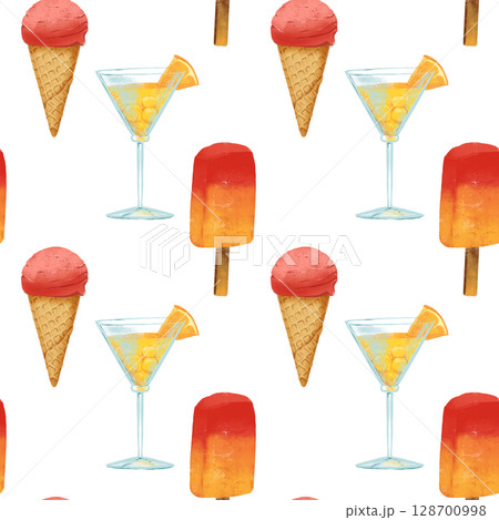seamless pattern on the theme of beach, sea - illustrations for your design 128700998