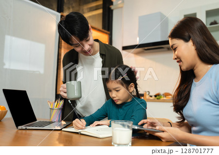 Family Asian spending happy time together on vacation. Family Asian spending happy time together on vacation. 128701777