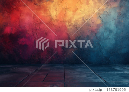 Fiery Red And Orange Textured Wall 128701996