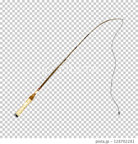 溪流釣魚、河釣、釣魚、 Tenkara、水彩插圖 溪流釣魚、河釣、釣魚、 Tenkara、水彩插圖 128702281