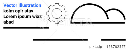 Gear, cloud, and text elements in black and blue. Ideal for technology, IT services, website design, business presentations, marketing materials, infographics, education, and landing page Gear, cloud, and text elements in black and blue. Ideal for technology, IT services, website design, business presentations, marketing materials, infographics, education, and landing page 128702375