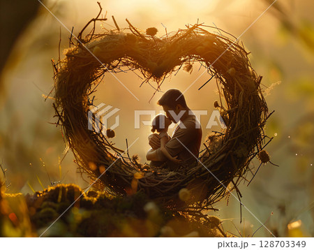 Gift for valentines day, family love nest. Romance concept. AI Generated. 128703349