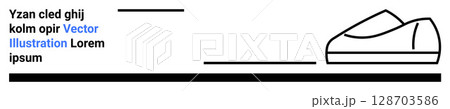 Shoe outline with text blocks and lines. Ideal for modern design, minimalism, fashion, vector art, website, branding, landing page 128703586