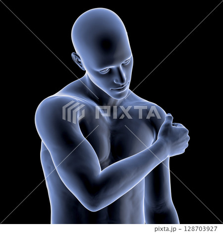 Shoulder pain, 3D illustration 128703927