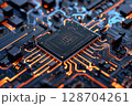 Close up of a futuristic electronic chip Generative AI 128704261