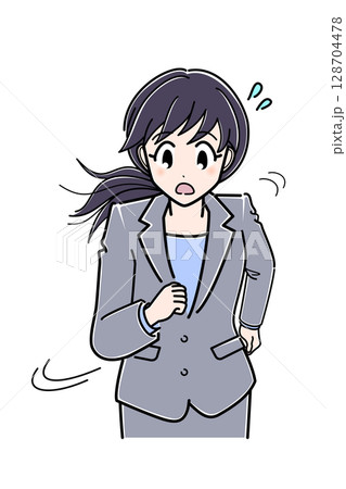 走っているスーツのOLさん（上半身） 128704478