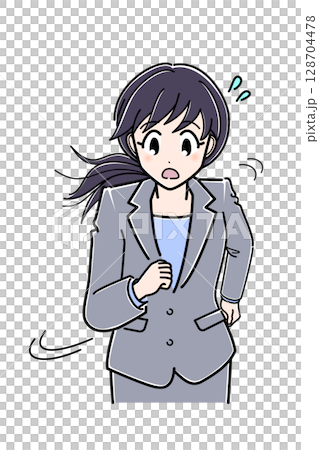 走っているスーツのOLさん（上半身） 128704478
