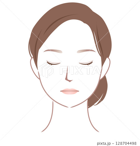女性の顔　線画　美容　医療 128704498
