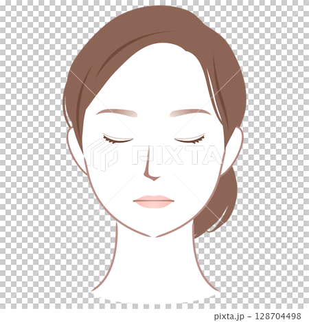 女性の顔　線画　美容　医療 128704498