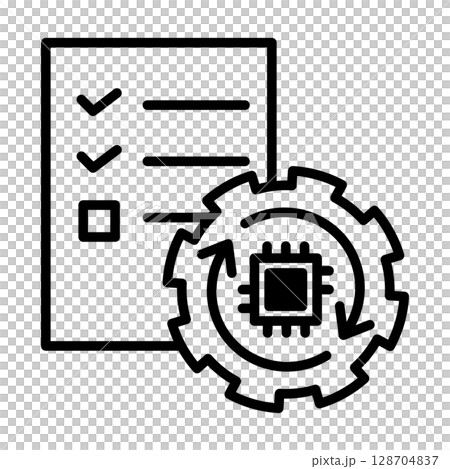 An image icon where a list is automatically checked using AI technology. 128704837