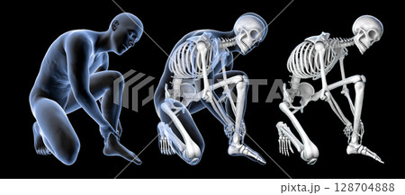Foot and ankle pain, conceptual 3D illustration. Human anatomy Foot and ankle pain, conceptual 3D illustration. Human anatomy 128704888