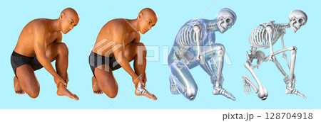 Foot and ankle pain, conceptual 3D illustration. Human anatomy 128704918