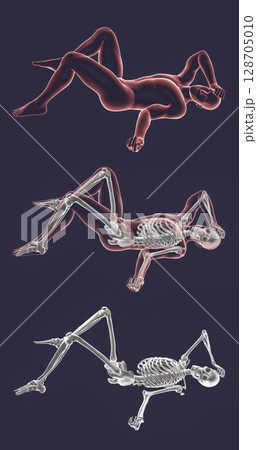 Male body in a bad feeling position, illustration 128705010