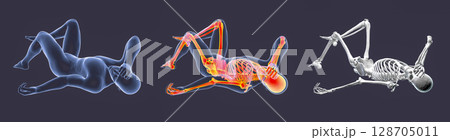 Male body in a bad feeling position, illustration Male body in a bad feeling position, illustration 128705011