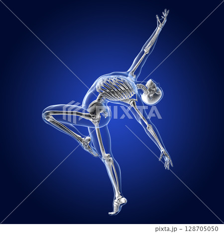 Anatomy of dancing and ballet, 3D illustration 128705050