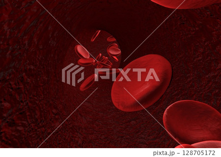 Blood vessel with erythrocytes Blood vessel with erythrocytes 128705172