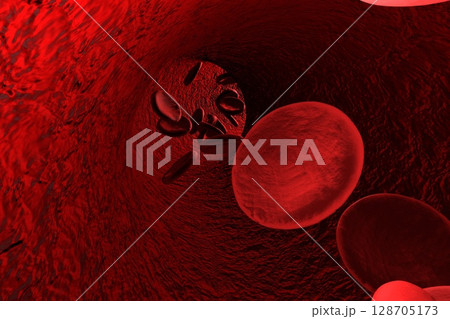 Blood vessel with erythrocytes Blood vessel with erythrocytes 128705173