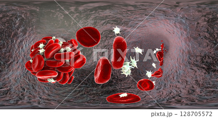 Blood clot, 360 degree panorama view 128705572