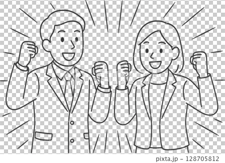 一名男子和一名女子正在揮拳的插圖 一名男子和一名女子正在揮拳的插圖 128705812