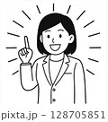 強調して説明する女性のイラスト 128705851