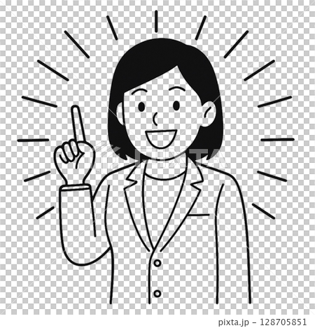 強調して説明する女性のイラスト 128705851