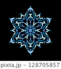 黒背景の雪の結晶のアイコン　イラスト 01 128705857