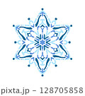 白背景の雪の結晶のアイコン　イラスト 01 128705858
