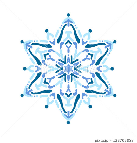 白背景の雪の結晶のアイコン　イラスト 01 128705858