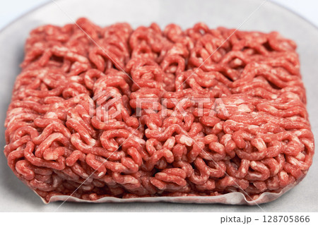 Fresh and raw red meat mince. Beef for cooking 128705866