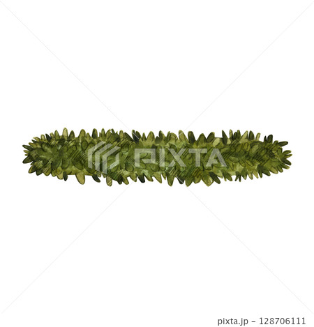 Garland of green spruce on a white background. Watercolor illustration of Christmas decor with lush branches. It is ideal for holiday cards, seasonal banners, DIY decorations and winter compositions. Garland of green spruce on a white background. Watercolor illustration of Christmas decor with lush branches. It is ideal for holiday cards, seasonal banners, DIY decorations and winter compositions. 128706111