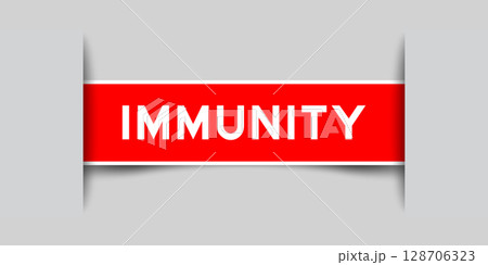 Red color square shape sticker label with word immunity inserted in gray background Red color square shape sticker label with word immunity inserted in gray background 128706323