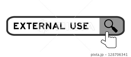 Search banner in word external use with hand over magnifier icon on white background 128706341