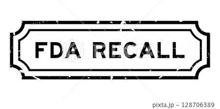 Grunge black FDA recall word square rubber stamp on white background 128706389