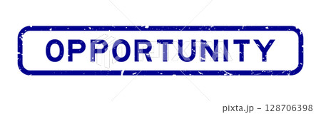 Grunge blue opportunity word square rubber seal stamp on white background 128706398
