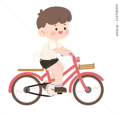 Boy riding a bicycle cartoon Boy riding a bicycle cartoon 128706465