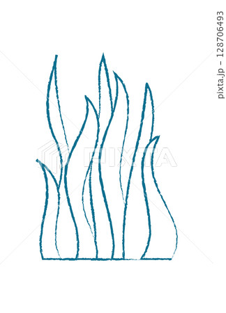 Aquatic seaweed sketch. Underwater plant doodle. Marine flora, graphic texture, flat style, potential usage in aquatic themes or educational materials. 128706493