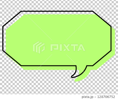 シンプルな線がずれた吹き出し　細長い八角形 128706752