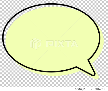 シンプルな線がずれた吹き出し　丸形 128706755