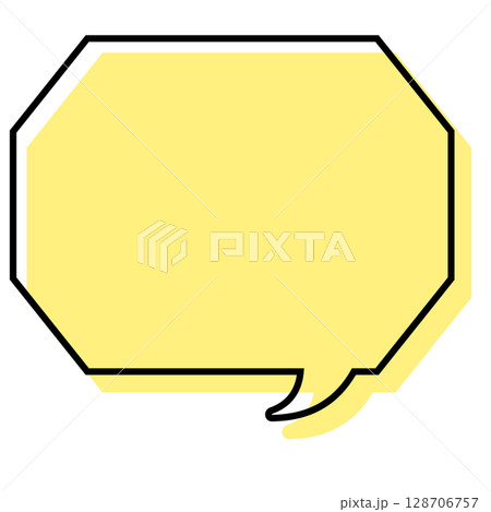 シンプルな線がずれた吹き出し　角のある八角形 128706757