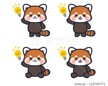 ひらめくかわいいミニレッサーパンダのイラストセット 128706771